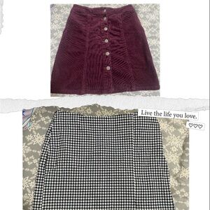 Maurices Burgundy and Houndstooth A-Line Skirt Set